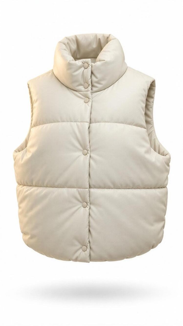 NWT No Boundaries Puffer Vest Women2XL Ivory Quilted Snap Front